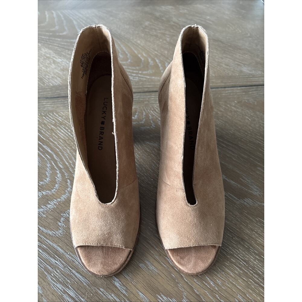 Lucky Brand Joal Peep‎ Toe Booties Boho Chic Western Vamp Festival | 6M